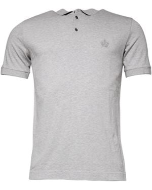 Dolce & Gabbana Grey Crown Collared Short Sleeve Polo T