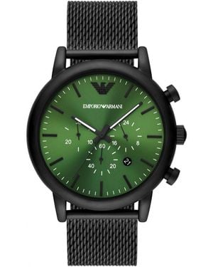 Armani Black Metal Watch - Green