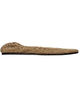 Isabel Marant Gold Fabric Ballet Flats - Natural