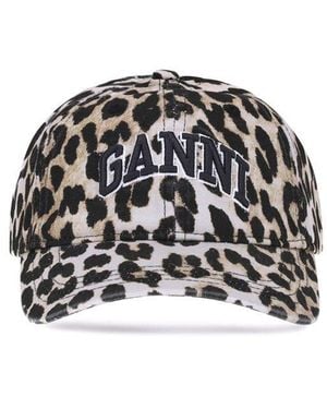 Ganni Multicolour Cotton Cap (baseball Hat) - Black