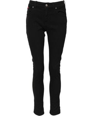 Dolce & Gabbana Black Cotton Logo Skinny Mid Waist Denim Jeans