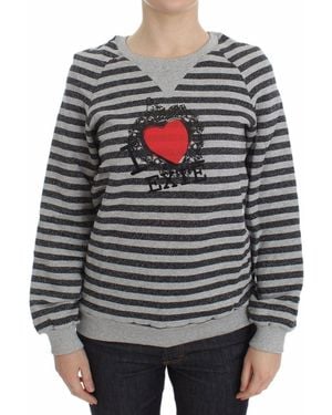 Exte Grey Striped Cotton Crewneck Jumper