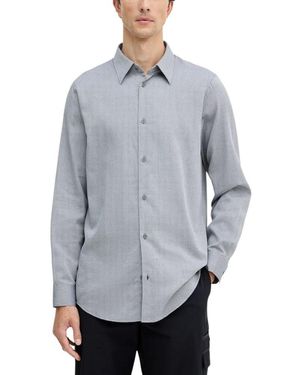 ARMANI EXCHANGE Black And White Cotton Dress Shirt - Blue