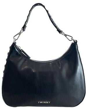Twinset Black Polyurethane Shoulder Bag - Blue