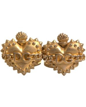 Dolce & Gabbana Gold 925 Sterling Silver Dg Heart Cufflink - Metallic