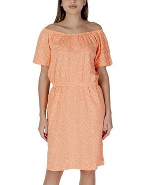 B.Young Orange Cotton Short Dress