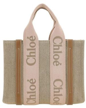 Chloé Beige Linen Handbag - Natural