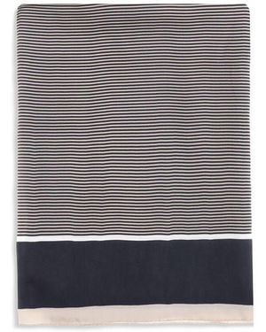 Saint Laurent Cassandre Striped Stole - Grey