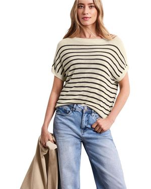 Street One Beige Viscose Sleeveles Jumper - Blue