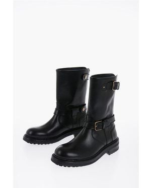 Dolce & Gabbana Zipped Closure Leather Boots With Buckles - Black