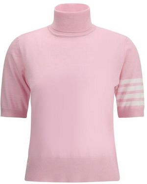 Thom Browne Multicolor Polyamide Turtleneck - Pink