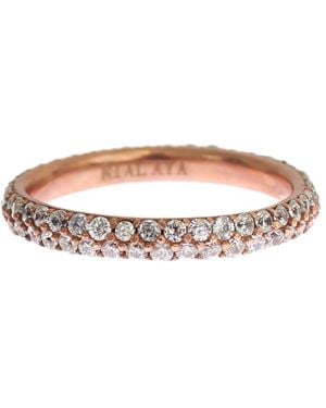 Nialaya Pink Gold 925 Silver Clear Cz Ring - Black