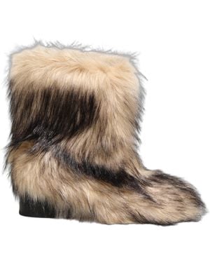 Dolce & Gabbana Brown Faux Fur Mid Calf Men Boots Shoes - Natural