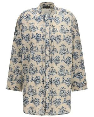 R13 Beige Cotton Pattern Shirt - Grey