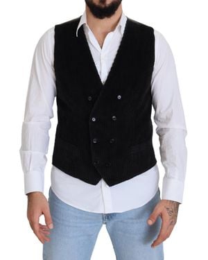 Dolce & Gabbana Corduroy Waistcoat Double Breasted - Black