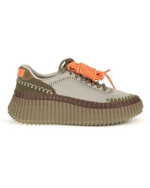 Chloé Bicolour Polyurethane Athletic Trainers - Natural