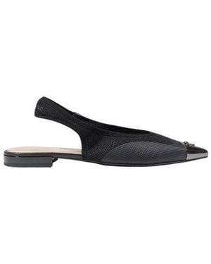 Pinko Black Leather Flat Sandals - Blue