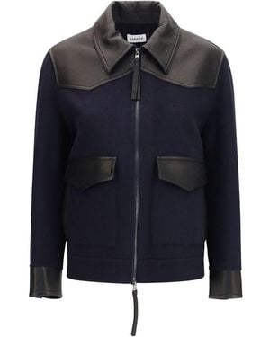 P.A.R.O.S.H. Wool Oves Aries Leather Jacket - Blue