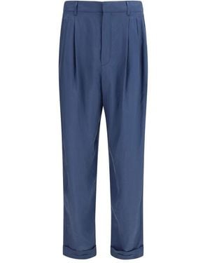 Saint Laurent Blue Silk Dress Trousers