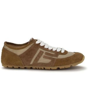 Balmain Beige Calf Leather Bos Taurus Athletic Trainers - Natural