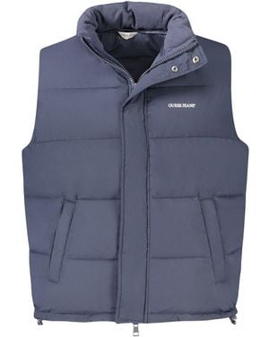Guess Blu Polyester Sleeveless Jacket - Blue