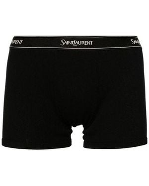 Saint Laurent Logo Cotton Jersey Boxer - Black