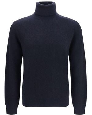 Brioni Blue Cashmere Turtleneck