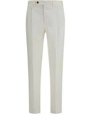 PT Torino White Cotton Casual Trousers - Grey