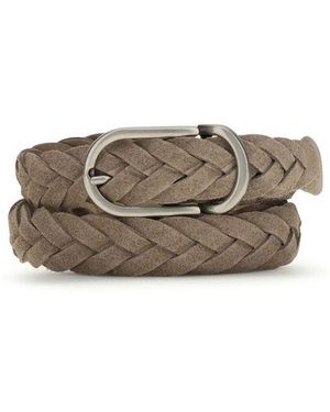 Brunello Cucinelli Grey Calf Leather Bos Taurus Regular Belt
