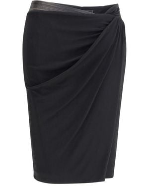Versace Draped Jersey Skirt - Black