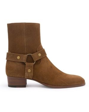 Saint Laurent Wyatt Harness Ankle Boots - Brown