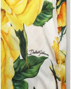 Dolce & Gabbana Multicolor Floral High Waist Straight Pants - Yellow