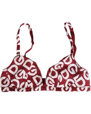 Dolce & Gabbana Red Logo Monogram Cotton Soft Cup Bra Underwear