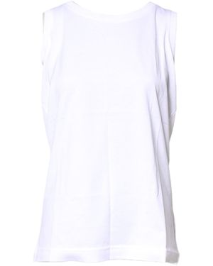 Dolce & Gabbana White Cotton Sleeveless Crew Neck T
