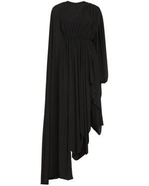 Balenciaga Asymmetrical Hem Draped Panel Dress For - Black