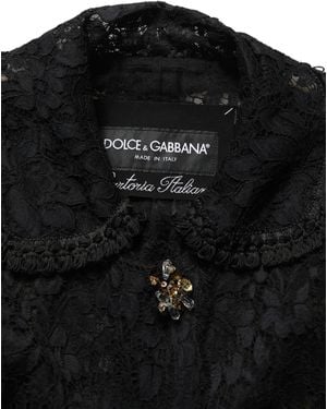 Dolce & Gabbana Black Embellished Guipure Lace Coat Jacket