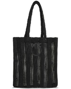 Pinko Black Raffia Shoulder Bag