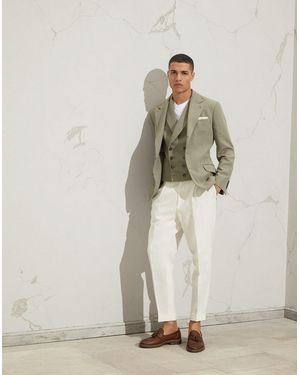 Brunello Cucinelli Army Linen Sleveless Jacket - Natural