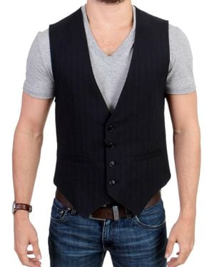 CoSTUME NATIONAL Black Striped Cotton Casual Vest
