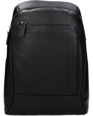 Piquadro Black Leather Backpack
