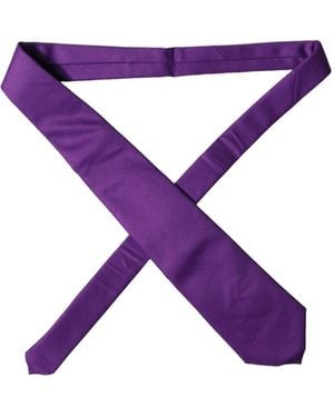 Dolce & Gabbana Purple Polyester Satin Adjustable Tied Necktie Tie