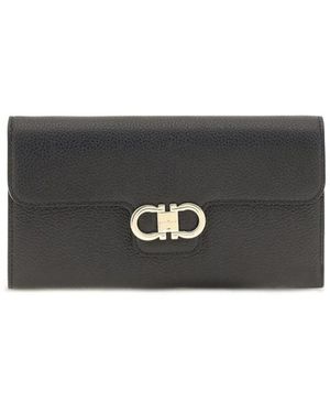Ferragamo Black Calf Leather Bos Taurus Wallet