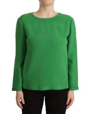 Armani Silk Long Sleeves Round Neck Jumper - Green