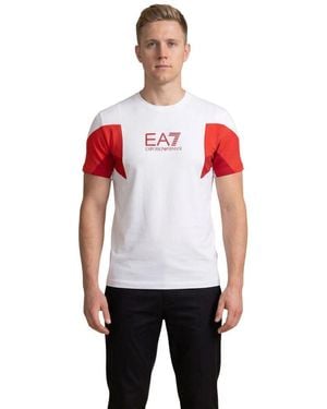 EA7 White Cotton T - Red