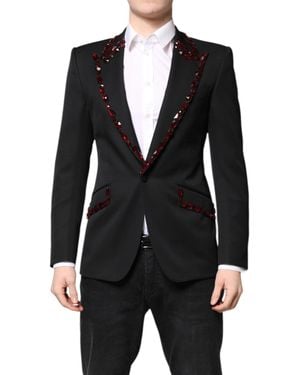 Dolce & Gabbana Sicilia Crystalembellished Coat Blazer - Black