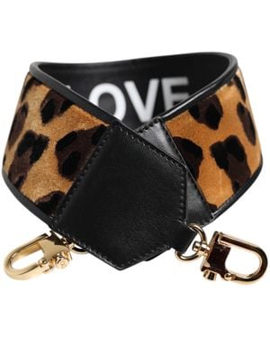 Dolce & Gabbana Black Leopard Print Reversible Bag Shoulder Strap