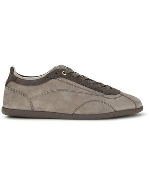 Brunello Cucinelli Gray Calf Leather Bos Taurus Sneakers