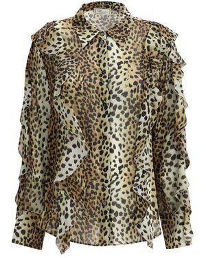 Blumarine Silk Chiffon Leopard Shirt - Green