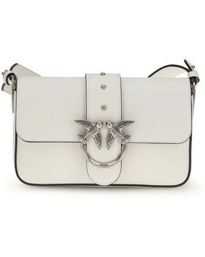 Pinko Calf Leather Bos Taurus Shoulder Bag - White