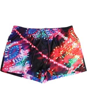 Dolce & Gabbana Multicolour Neon Print Polyester Shorts Swimwear - Red